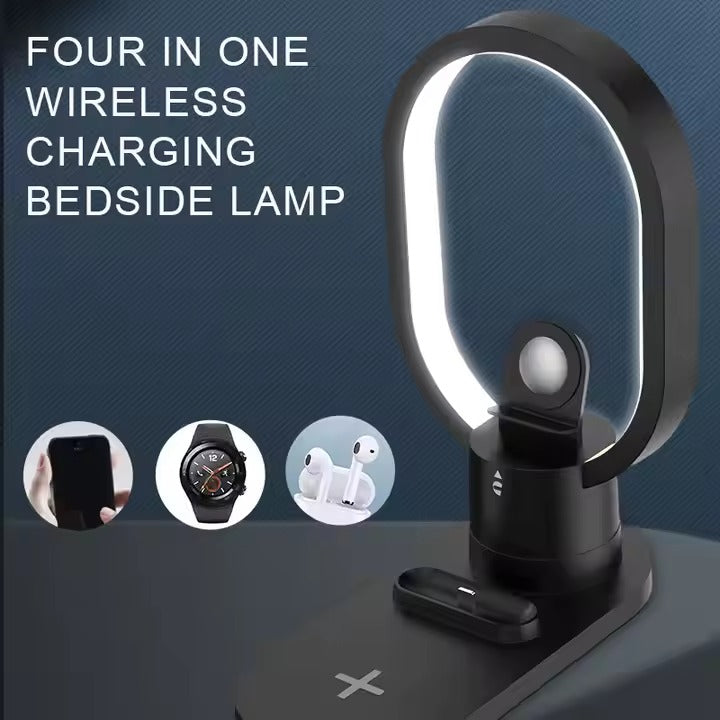 4 In 1 Wireless Charger with Lamp | White 4 In 1 Wireless Charger with Lamp | White